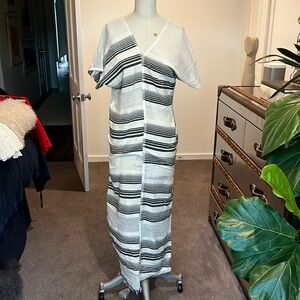 Lemlem white/black striped dress and/or swim coverup. Size small. Deep V back